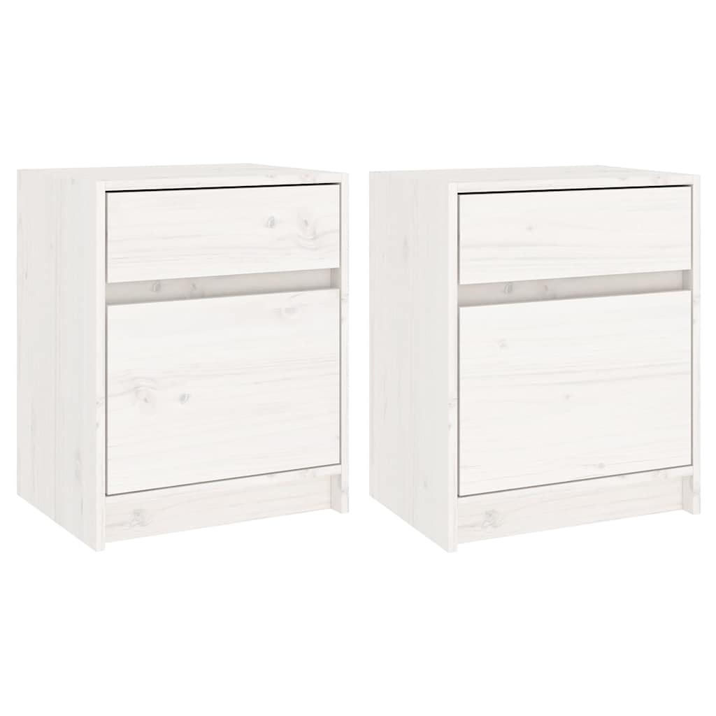 Vidaxl nachtkastjes 2 st 40x31x50 cm massief grenenhout wit