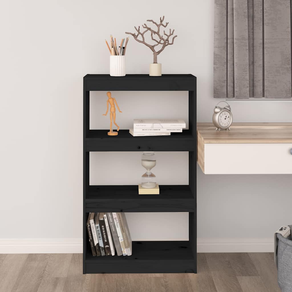 Vidaxl boekenkast kamerscherm 60x30x103,5 cm massief grenenhout zwart