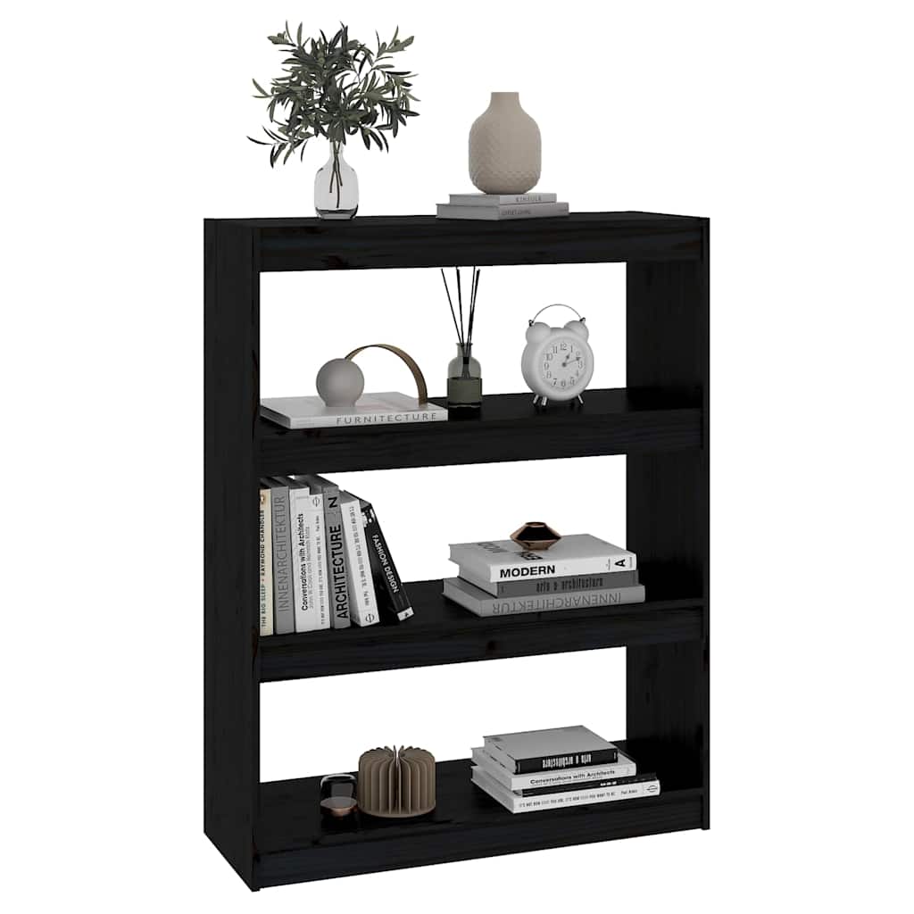 Vidaxl boekenkast kamerscherm 80x30x103,5 cm massief grenenhout zwart