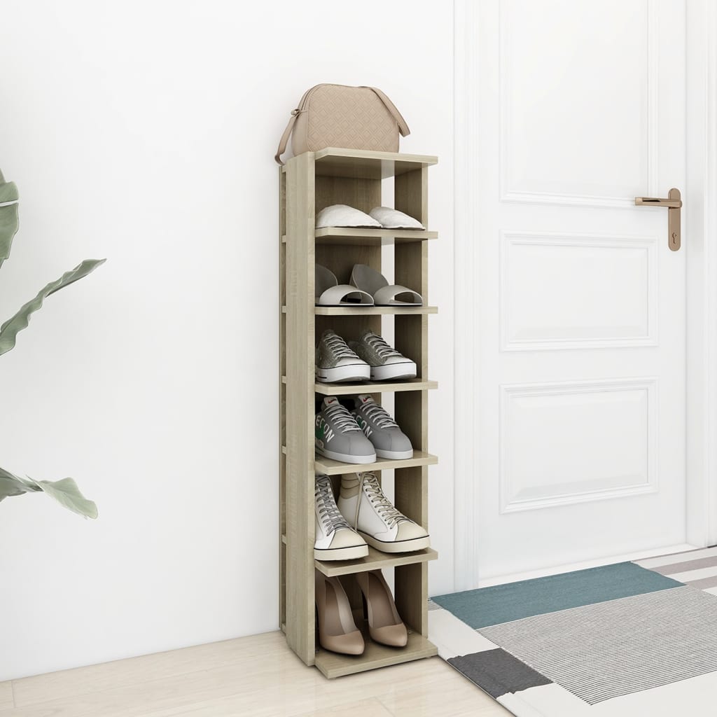 Vidaxxl Schuhschrank 27,5x27x102 cm Holzwerkstoff Sonoma-Eiche-farbig