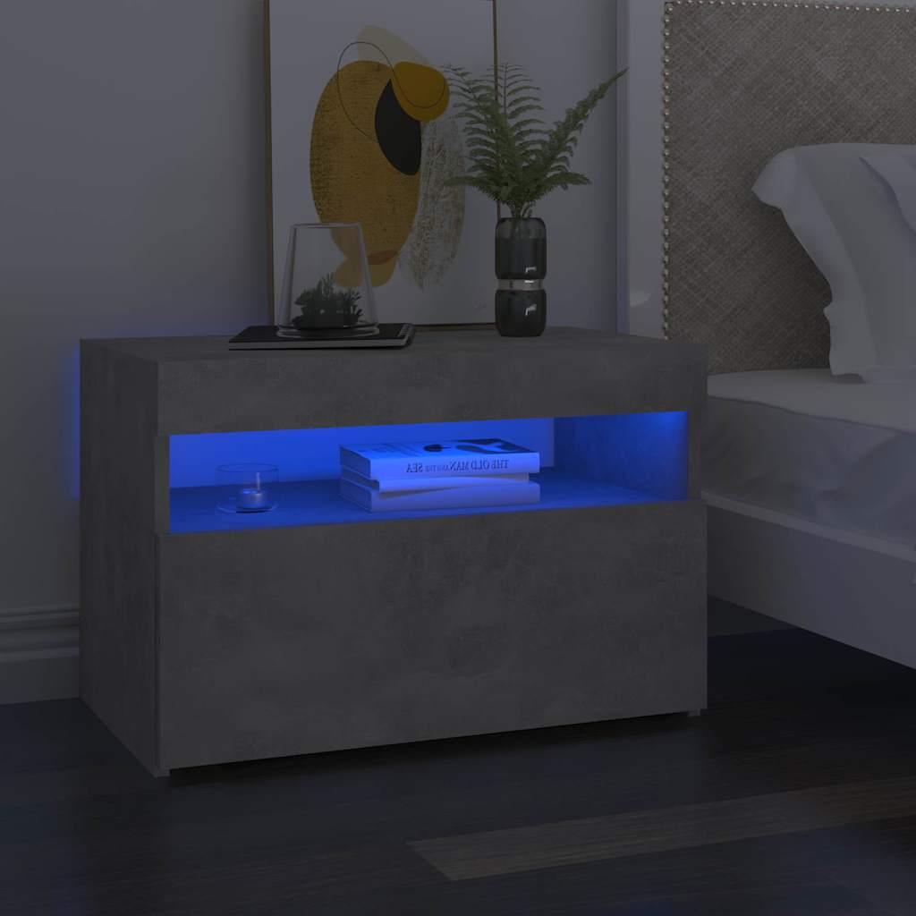 Vidaxl nachtkastjes 2 st met led-verlichting 60x35x40 cm betongrijs