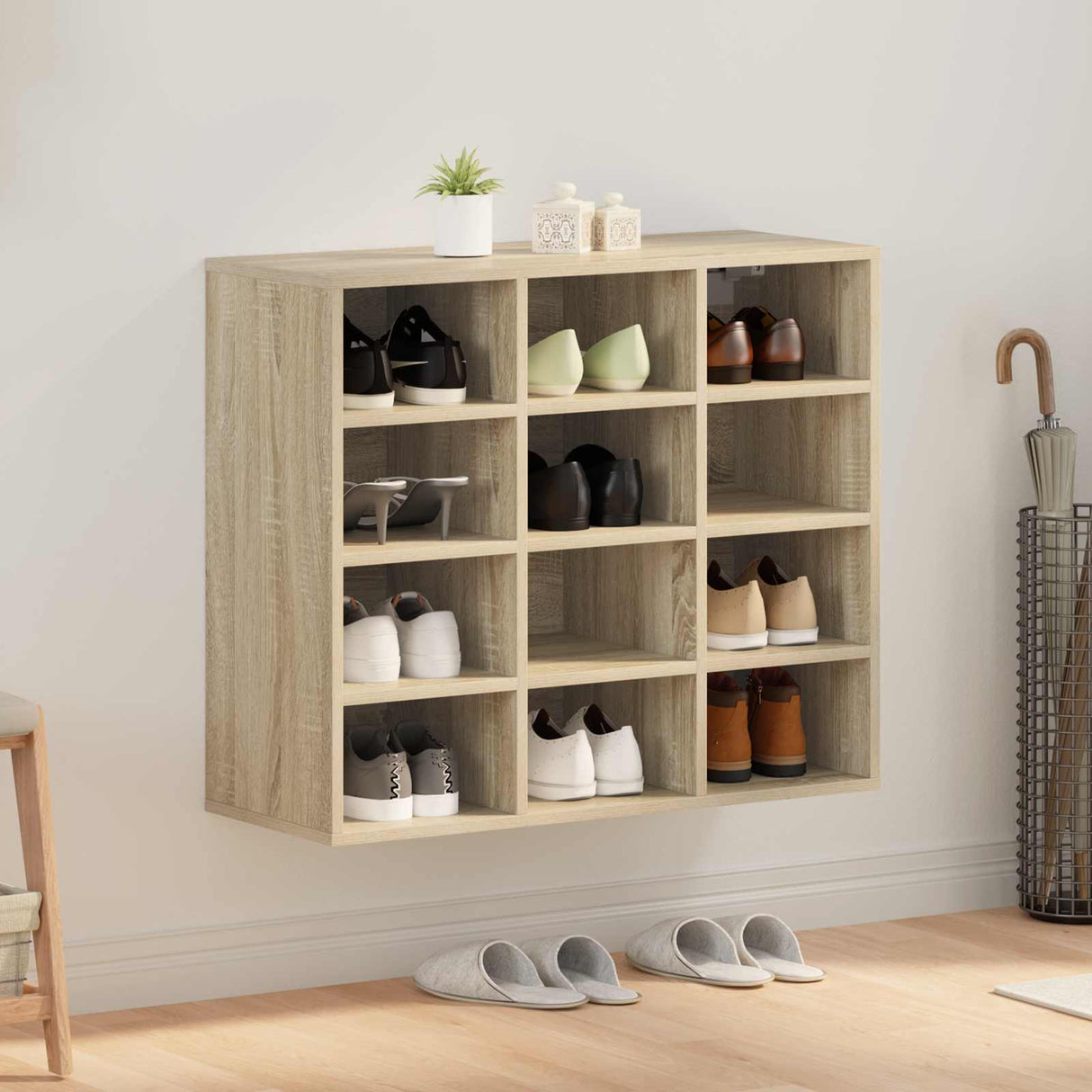 Vidaxl schoenenkast sonoma eiken 77,5 x 30 x 67 cm bewerkt hout
