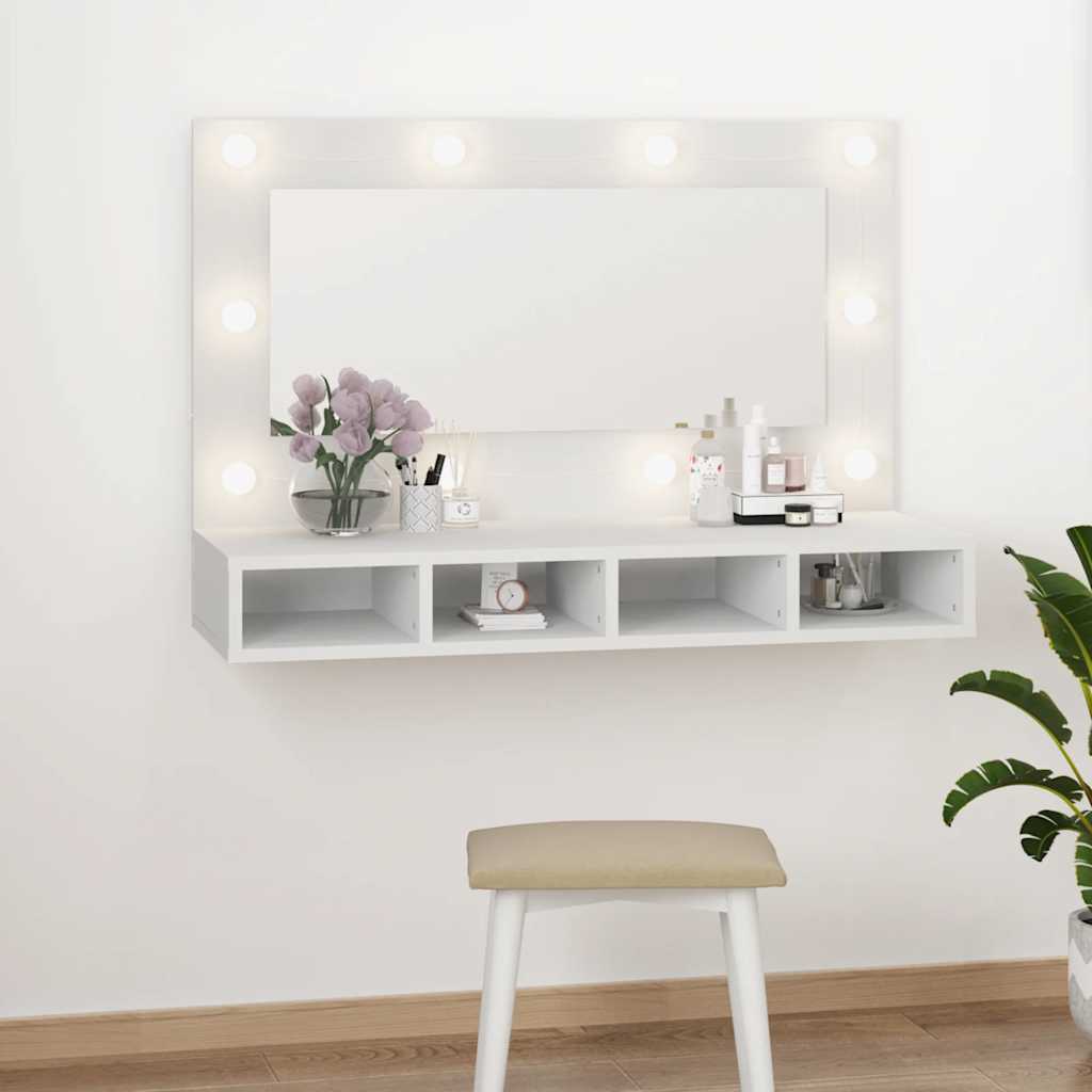 Vidaxl spiegelkast met led-verlichting 90x31,5x62 cm wit
