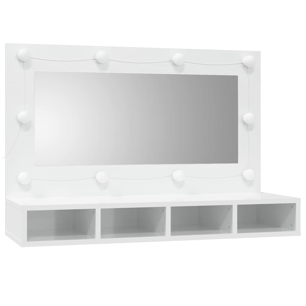 Vidaxl spiegelkast met led-verlichting 90x31,5x62 cm hoogglans wit