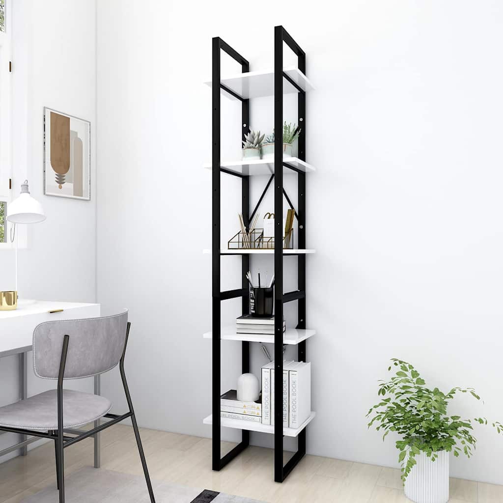 Vidaxl boekenkast met 5 schappen 40x30x175 cm bewerkt hout wit