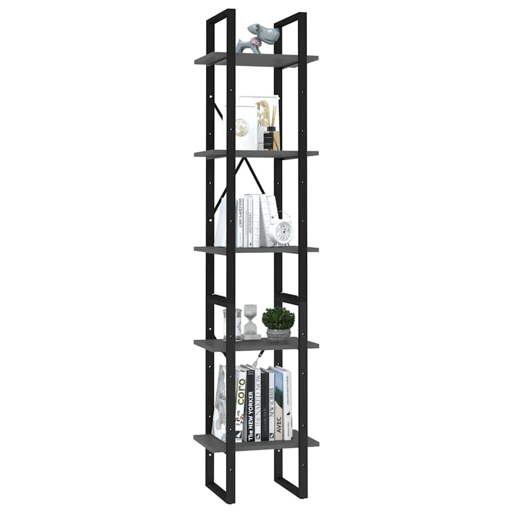 Vidaxl boekenkast met 5 schappen 40x30x175 cm bewerkt hout grijs