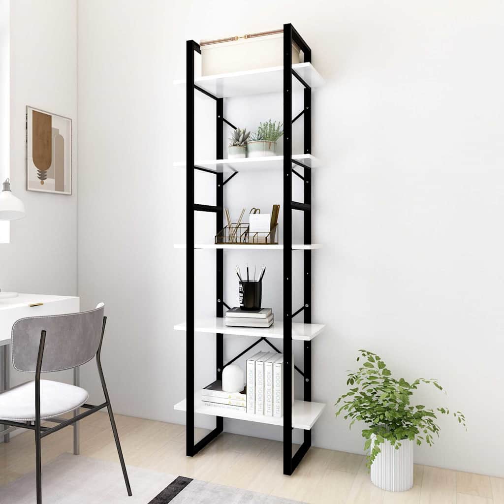 Vidaxl boekenkast met 5 schappen 60x30x175 cm bewerkt hout wit