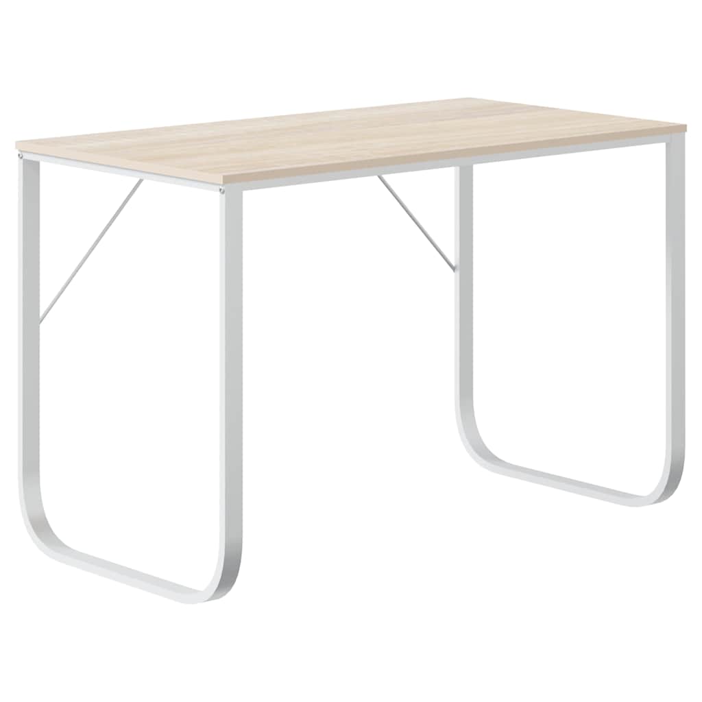 Vidaxl computerbureau 110x60x73 cm spaanplaat wit en eikenkleurig