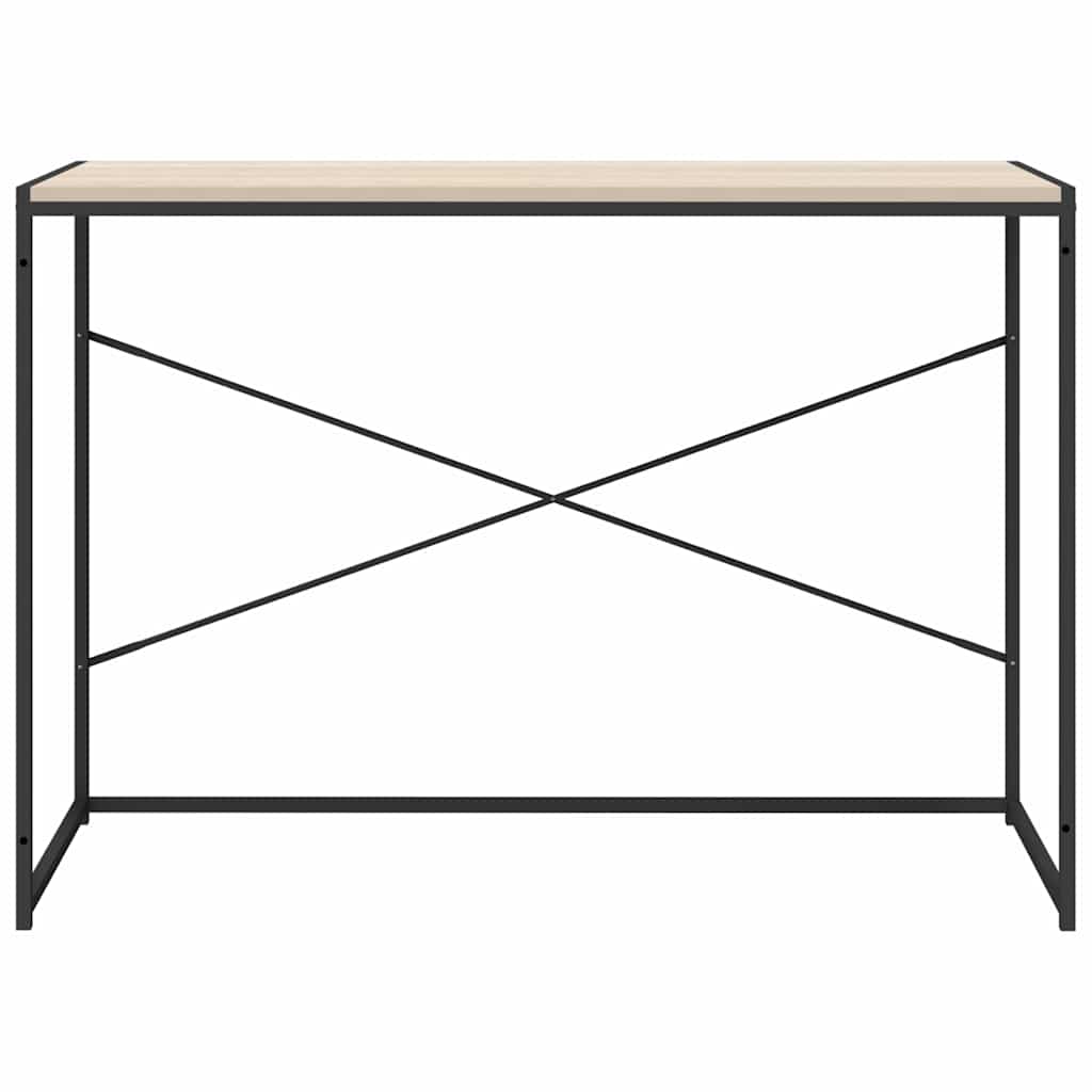 Vidaxl computerbureau 110x60x70 cm bewerkt hout zwart en eikenkleurig