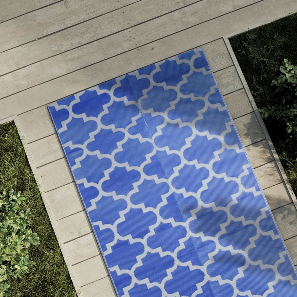 Vidaxl außerhalb des Teppichs Arakil 80x250 cm Polypropenblau