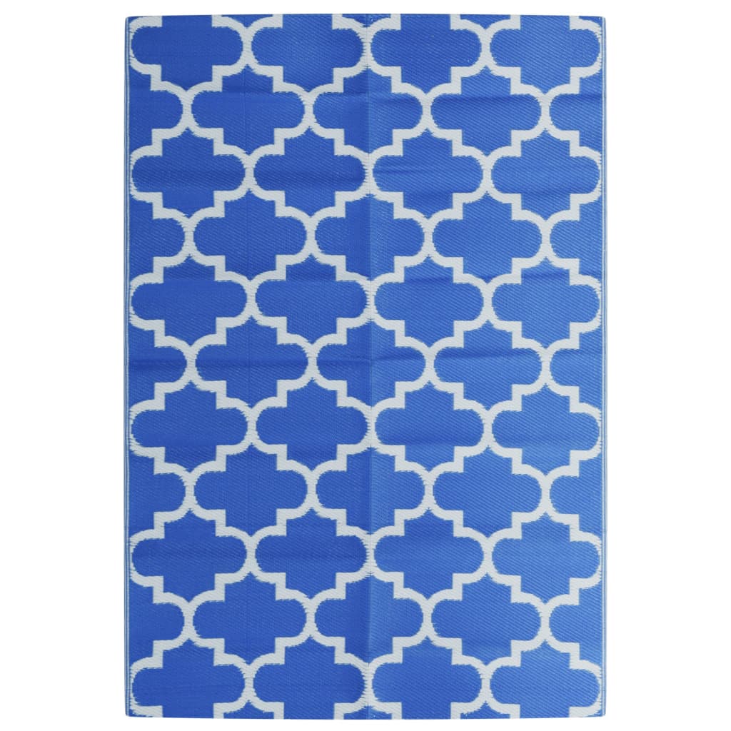 Vidaxl außerhalb des Teppichs Arakil 140x200 cm Polypropenblau