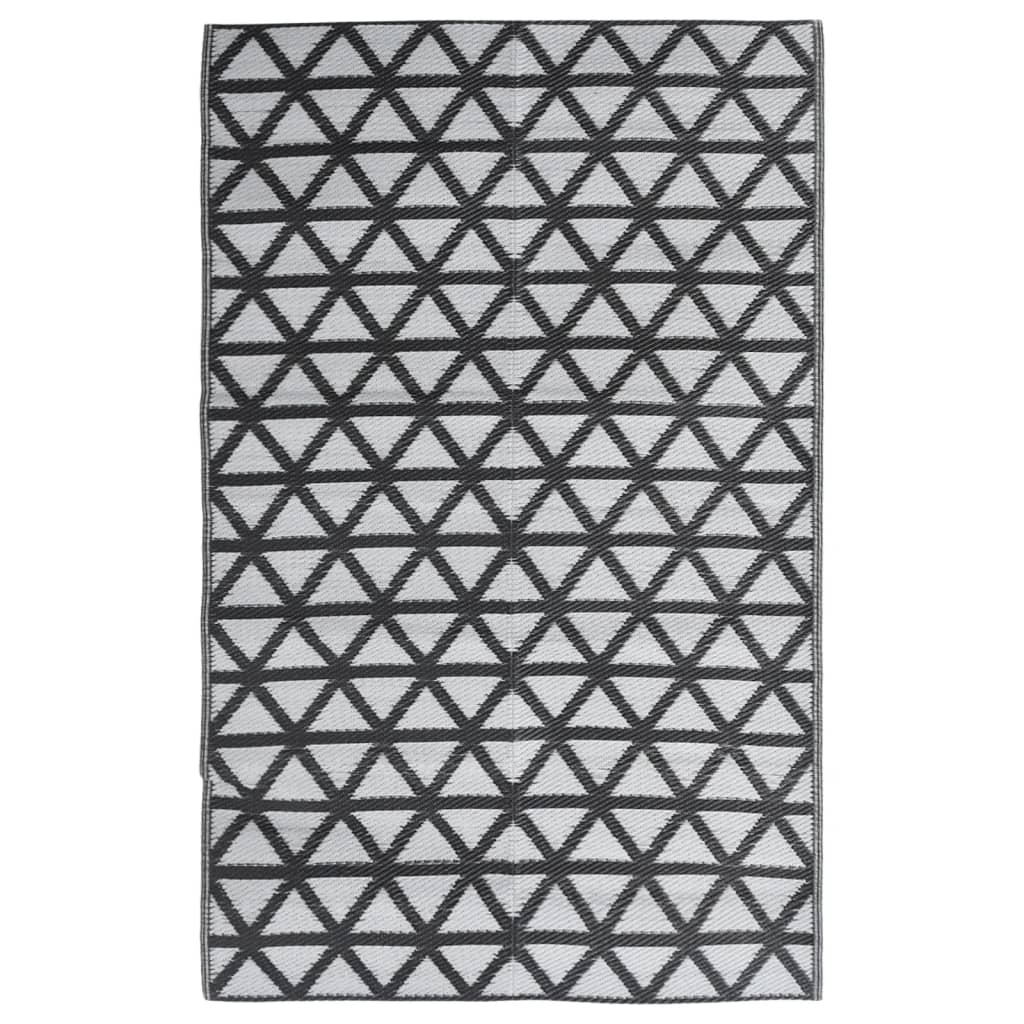 Vidaxl außerhalb des Teppichs Arakil 140x200 cm Polypropen Schwarz