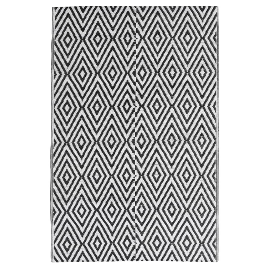 Vidaxl außerhalb des Teppichs Arakil 140x200 cm Polypropen Schwarz