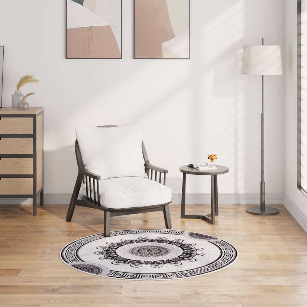 Vidaxl Teppich waschbarer Anti-Rutsch Ø120 cm mehrfarbig