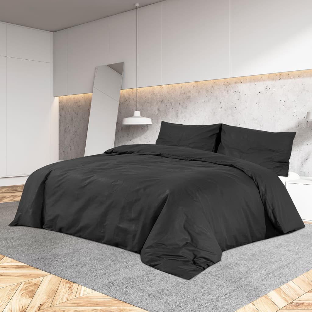 Vidaxx Bettbezug-Set 200x200 cm Baumwolle schwarz