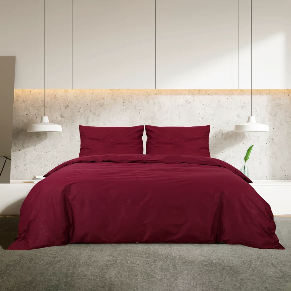 Vidaxl Duvet Crossing Set 200x220 cm Baumwollburgunderrot