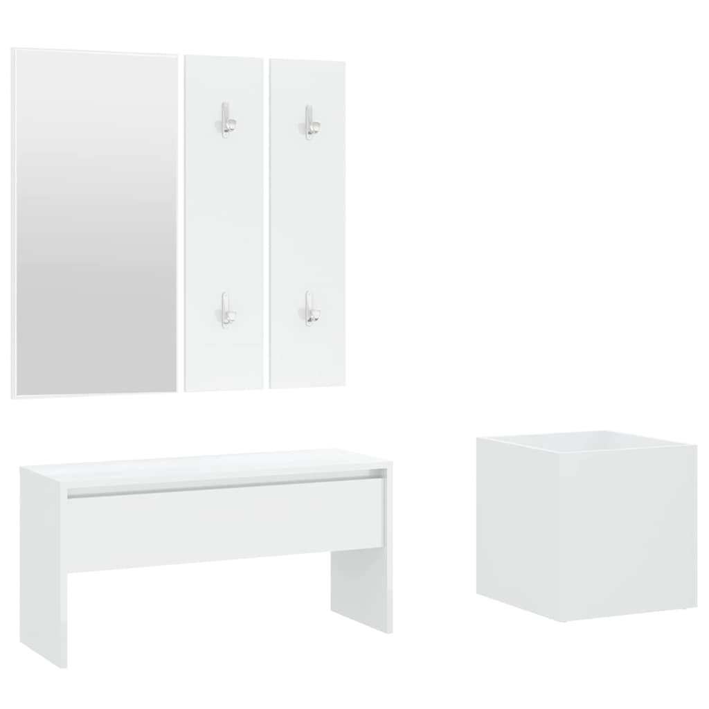 Vidaxl garderobe set bewerkt hout wit