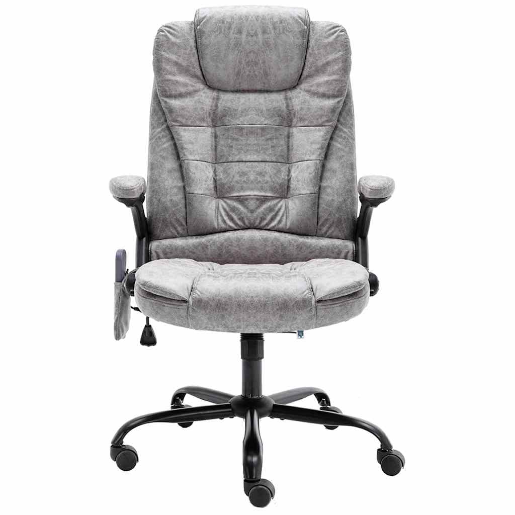 Vidaxl massagekantoorstoel kunstsuède lichtgrijs