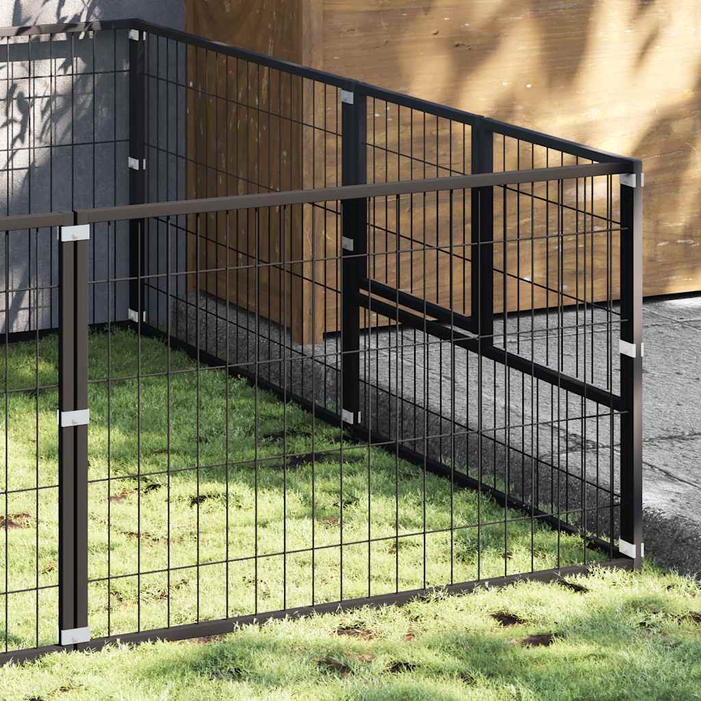 Vidaxl -Hund Kennel 6 m² Stahlschwarz