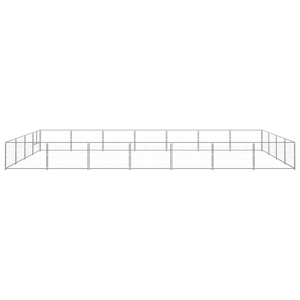 Vidaxl -Hundezwinger 28 m² Stahl Silberfarbe