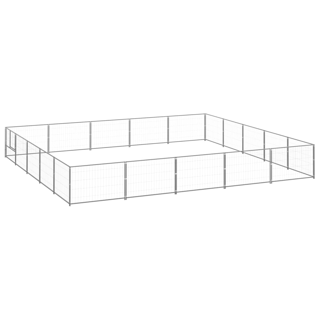 Vidaxl -Hundezwinger 25 m² Stahl Silberfarbe