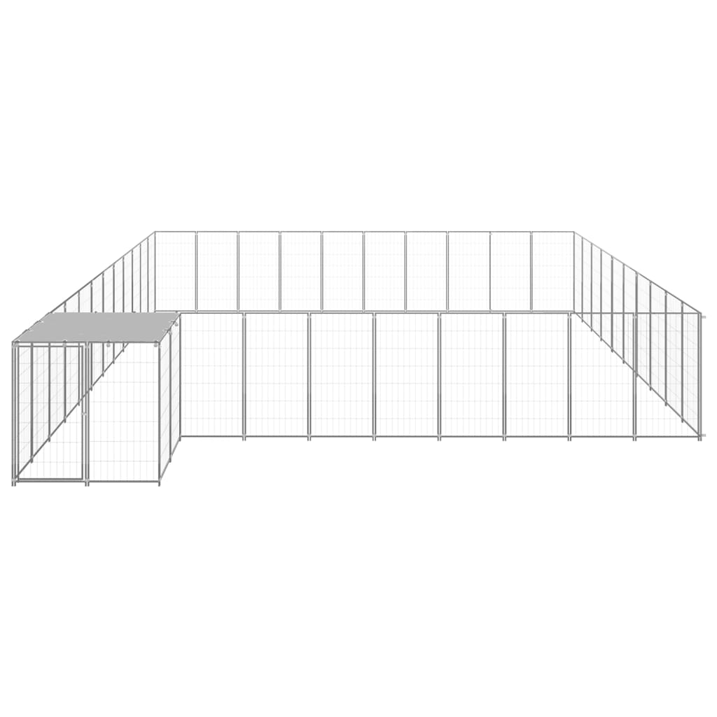 Vidaxl -Hundezwinger 31,46 m² Stahl Silberfarbe