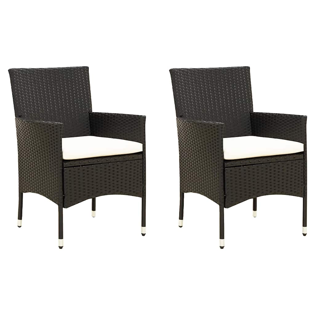 Vidaxl tuinstoelen 2 st met kussens poly rattan zwart