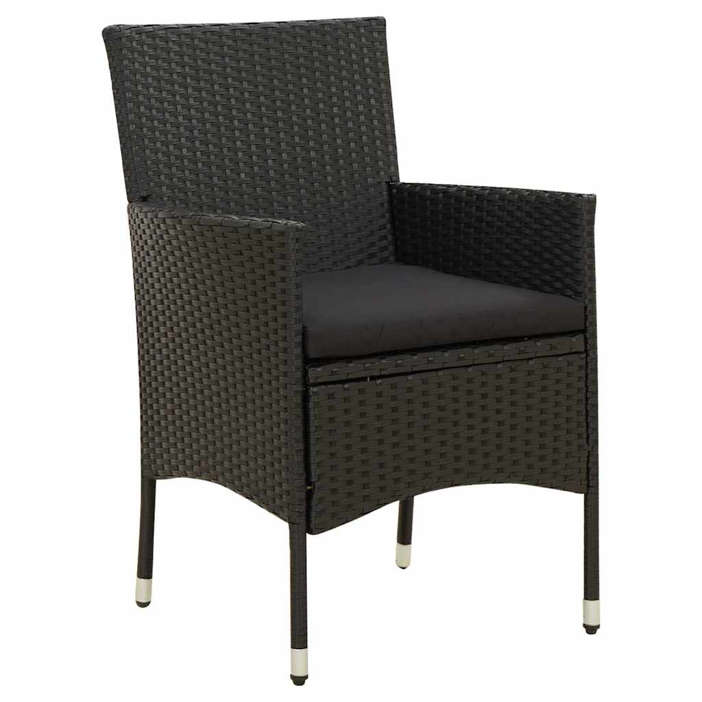 Vidaxl tuinstoelen 2 st met kussens poly rattan zwart