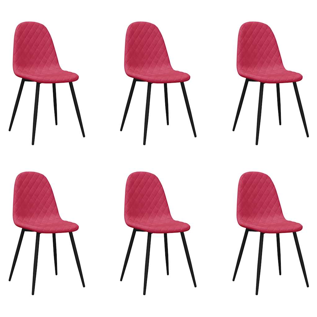 Vidaxl eetkamerstoelen 6 st fluweel wijnrood
