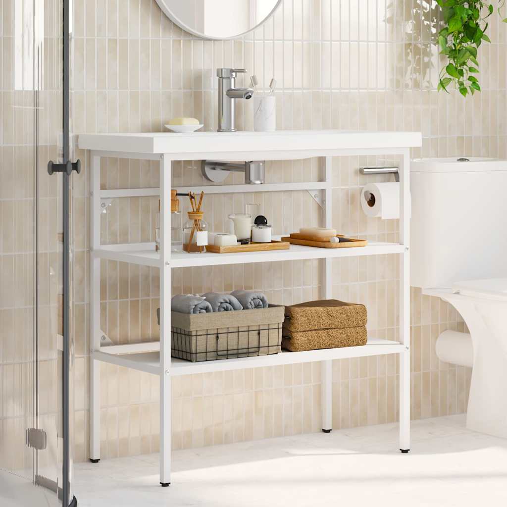 Vidaxl wastafelframe 79x38x83 cm ijzer wit