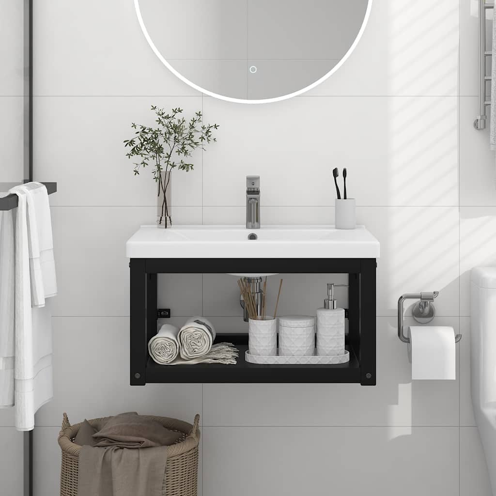 Vidaxl wastafelframe wandgemonteerd 59x38x31 cm ijzer zwart