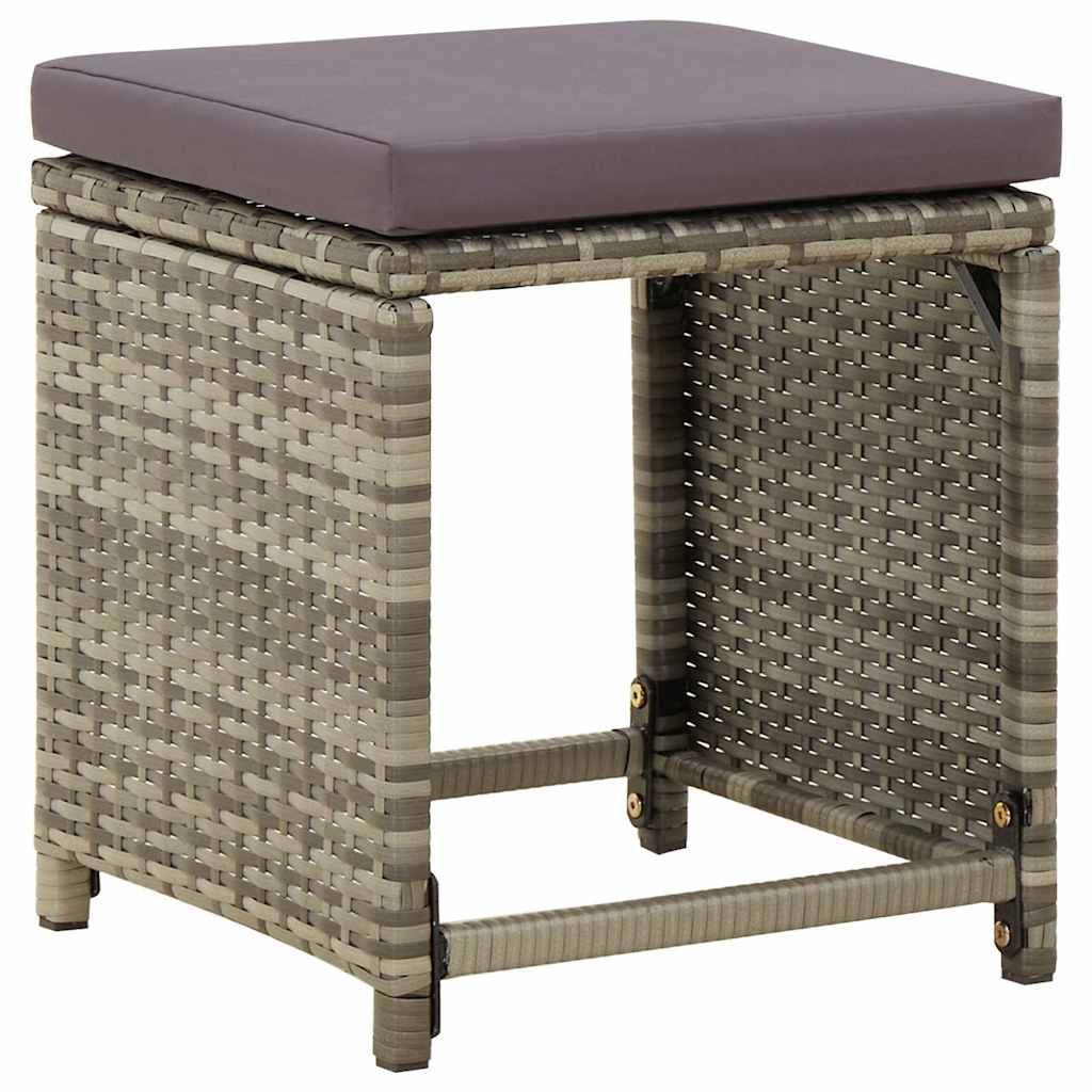 Vidaxl tuinkrukken 4 st met kussens poly rattan grijs