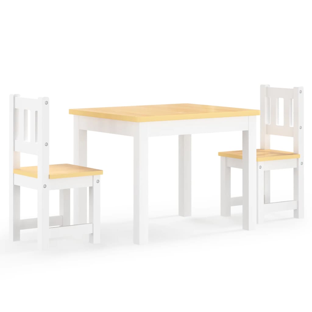 Vidaxl 3-delige kindertafel- en stoelenset mdf wit en grijs