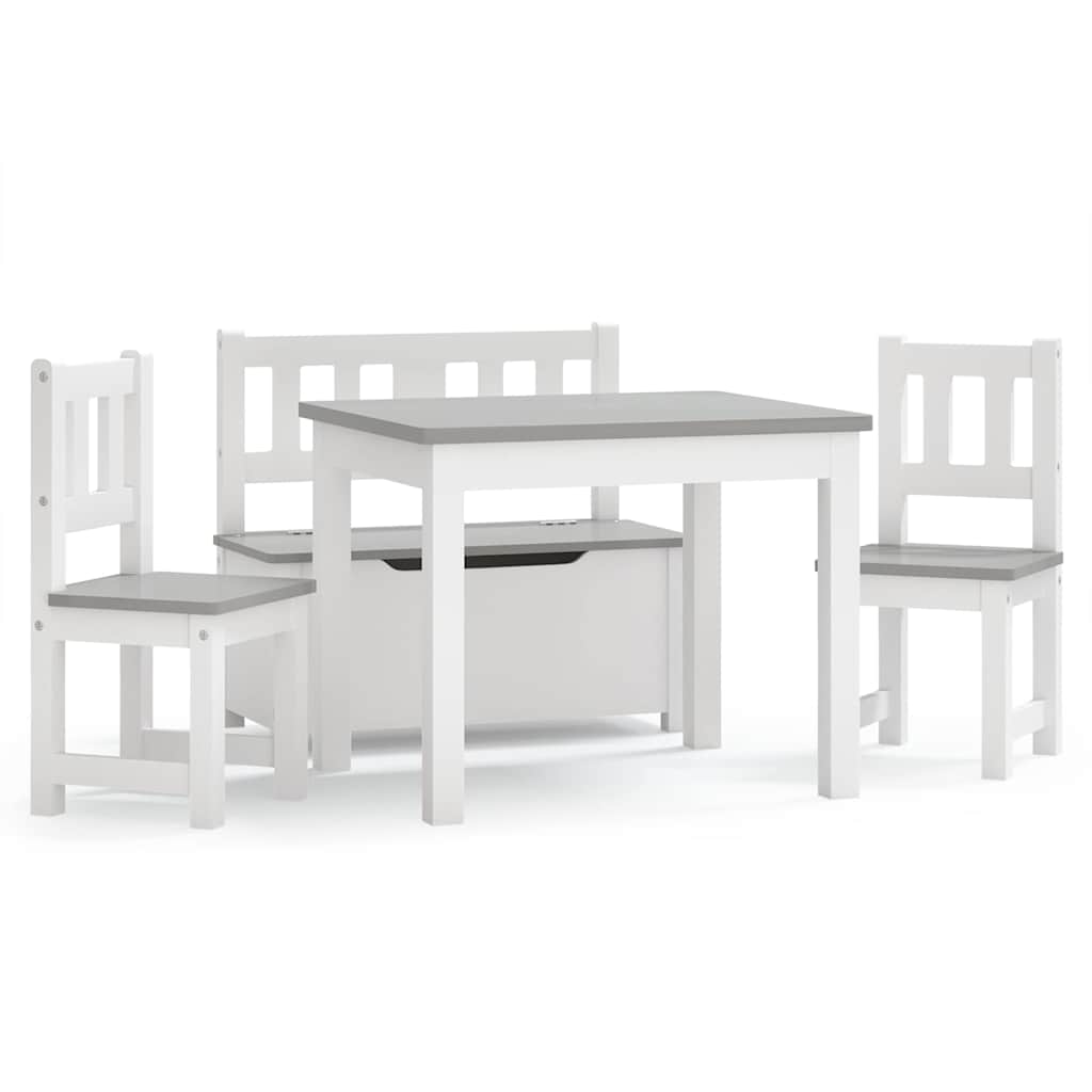 Vidaxl 3-delige kindertafel- en stoelenset mdf wit en grijs