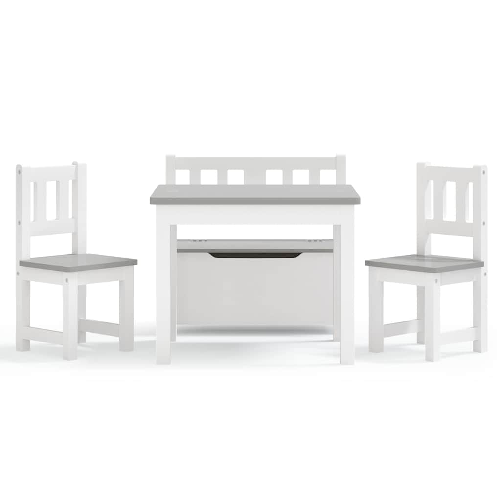 Vidaxl 3-delige kindertafel- en stoelenset mdf wit en grijs