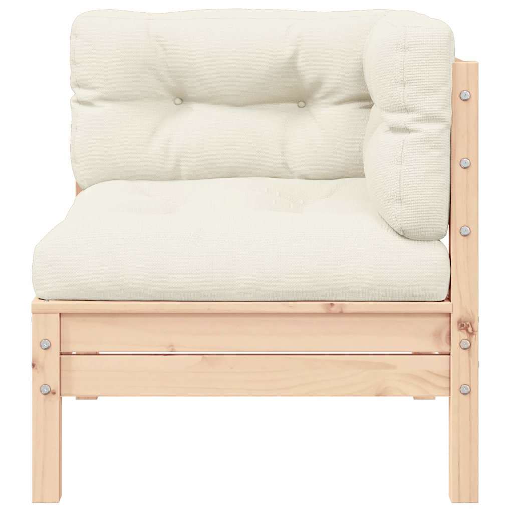 Vidaxl tuinbank 2-zits met crèmekleurige kussens massief grenenhout