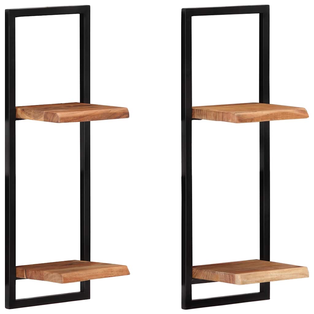 Vidaxl wandschappen 2 st 25x25x75 cm massief acaciahout en staal