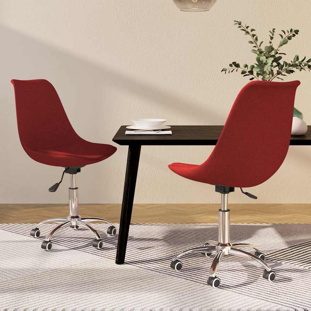 Vidaxl eetkamerstoelen draaibaar 2 st stof wijnrood