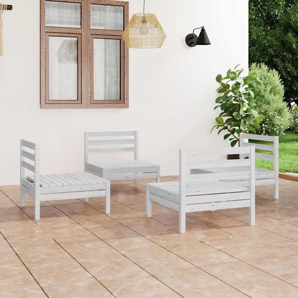 Vidaxl 4-delige loungeset massief grenenhout wit