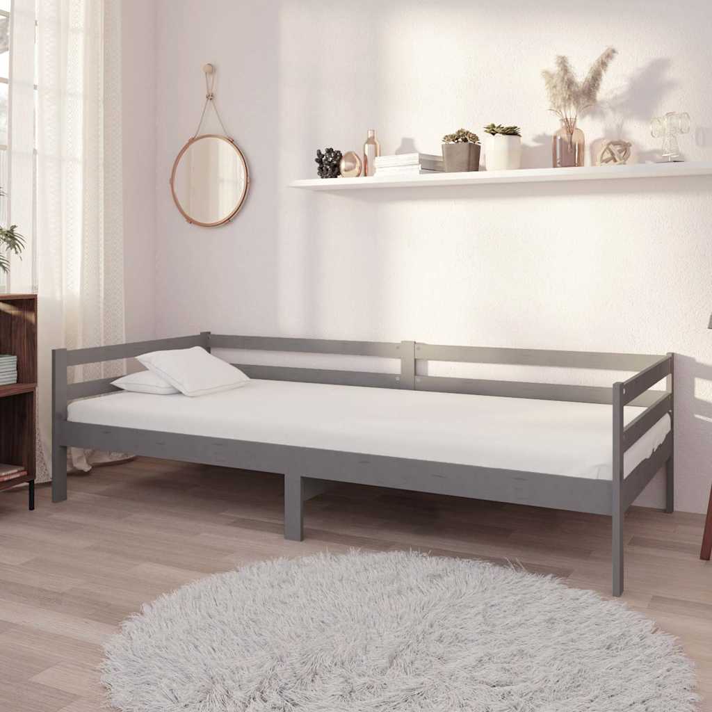 Vidaxl slaapbank met matras massief grenenhout grijs 90x200 cm