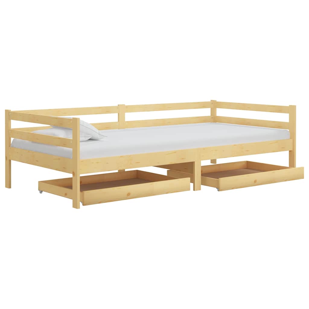 Vidaxl slaapbank met lades massief grenenhout 90x200 cm