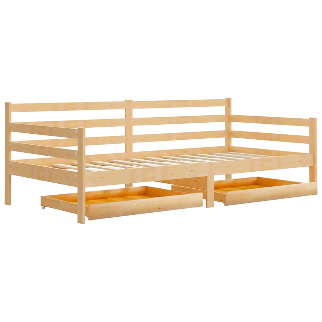 Vidaxl slaapbank met lades massief grenenhout 90x200 cm