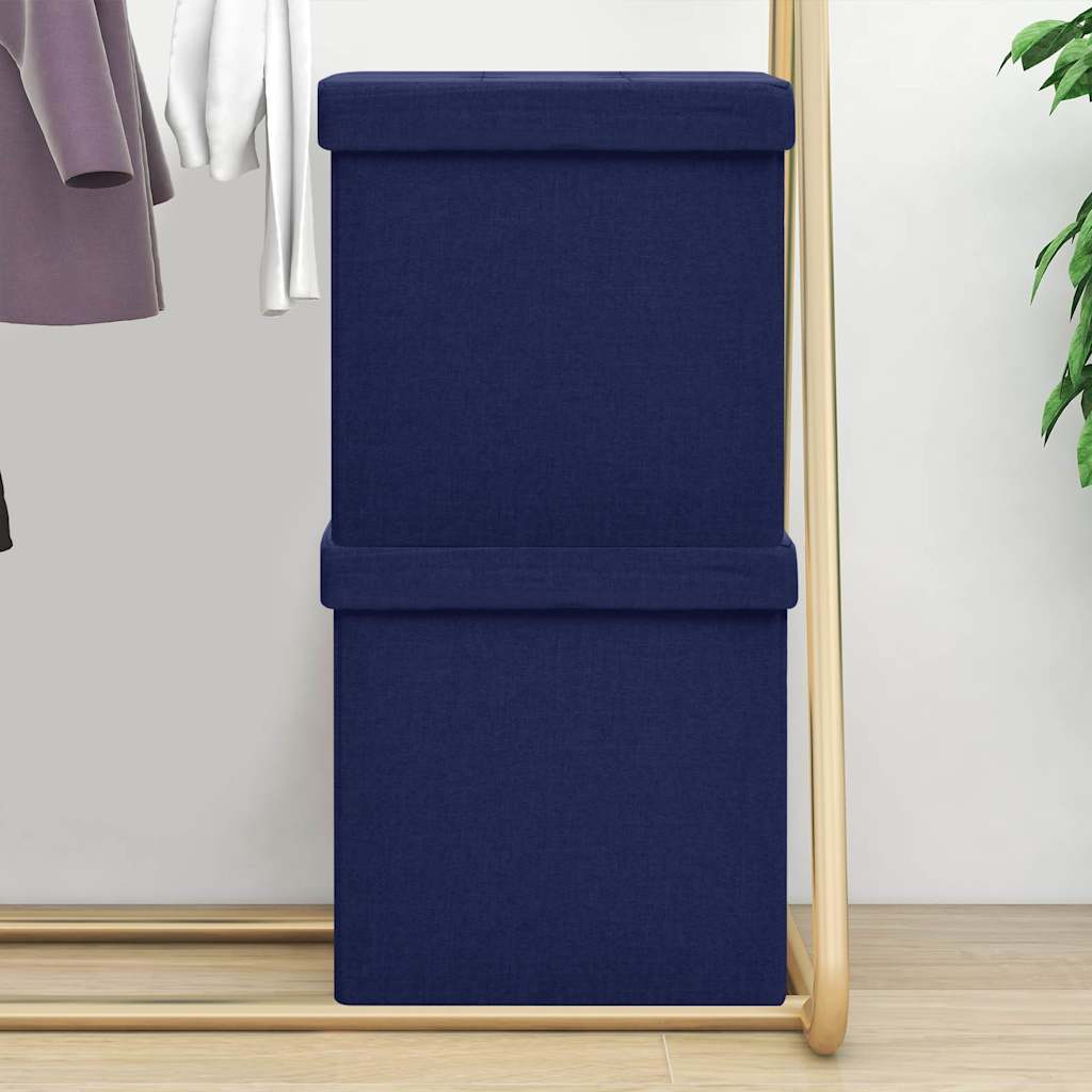 Vidaxl opbergkrukken inklapbaar 2 st kunstlinnen blauw