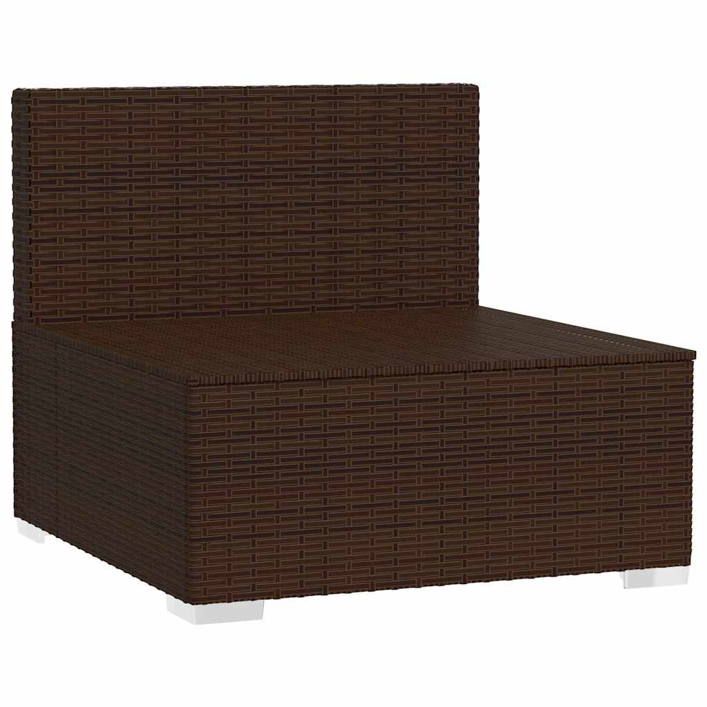 Vidaxl tuinmiddenbank met kussens poly rattan bruin