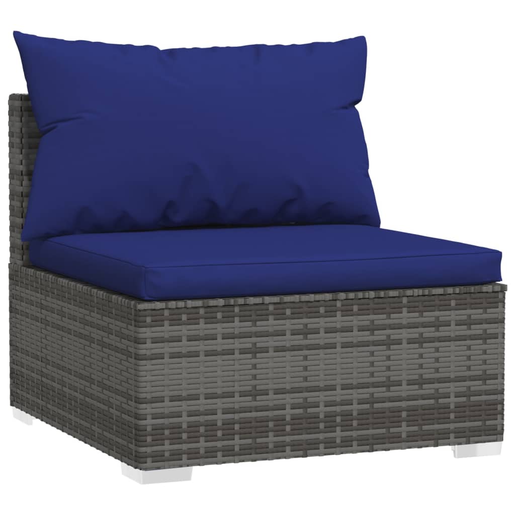 Vidaxl tuinbank 3-zits met kussens poly rattan grijs
