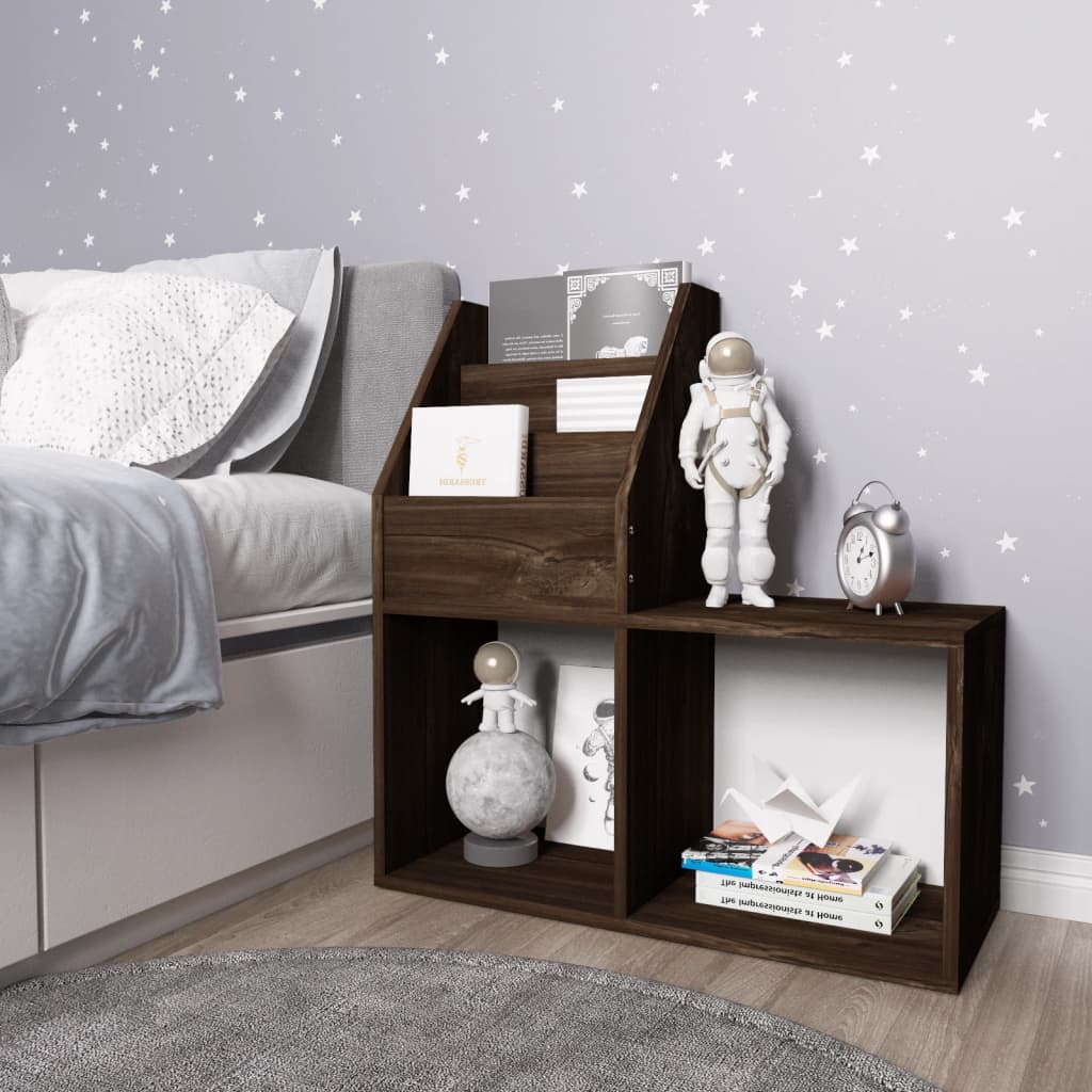 Vidaxl kindertijdschriftenrek 71x30x78,5 cm bewerkt hout gerookt eiken