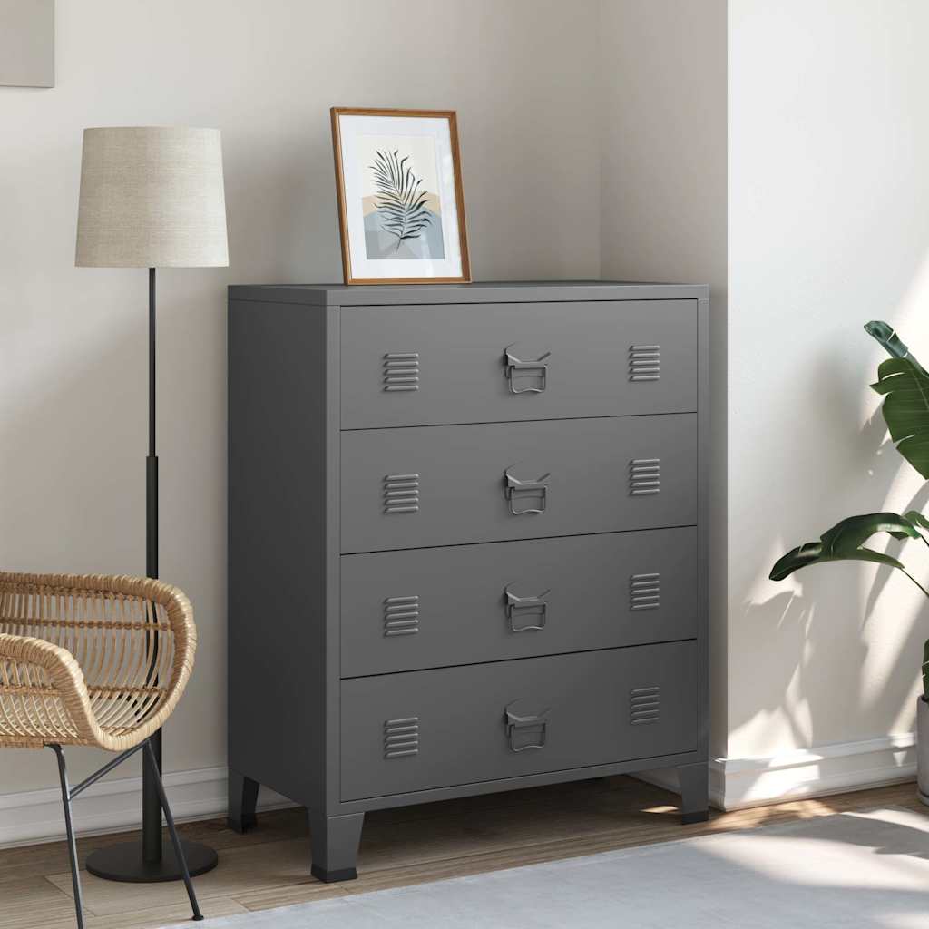 Vidaxl ladekast industrieel 78x40x93 cm metaal antracietkleurig
