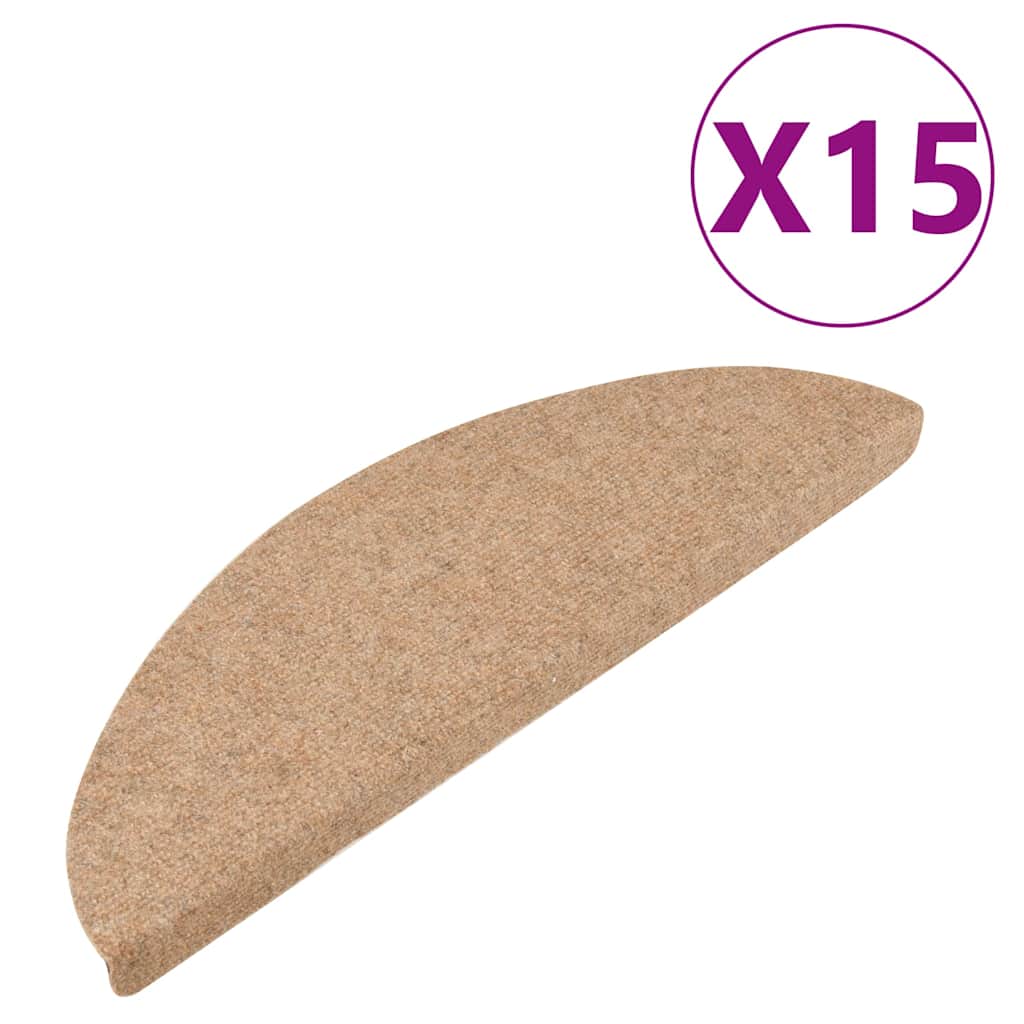 Vidaxl Treppenmatten Selbstadhäsiv 15 ST 56x17x3 cm Beige