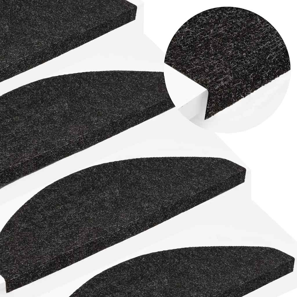 Vidaxl Treppenmatten Selbstadhäsiv 15 ST 56x17x3 cm Schwarz