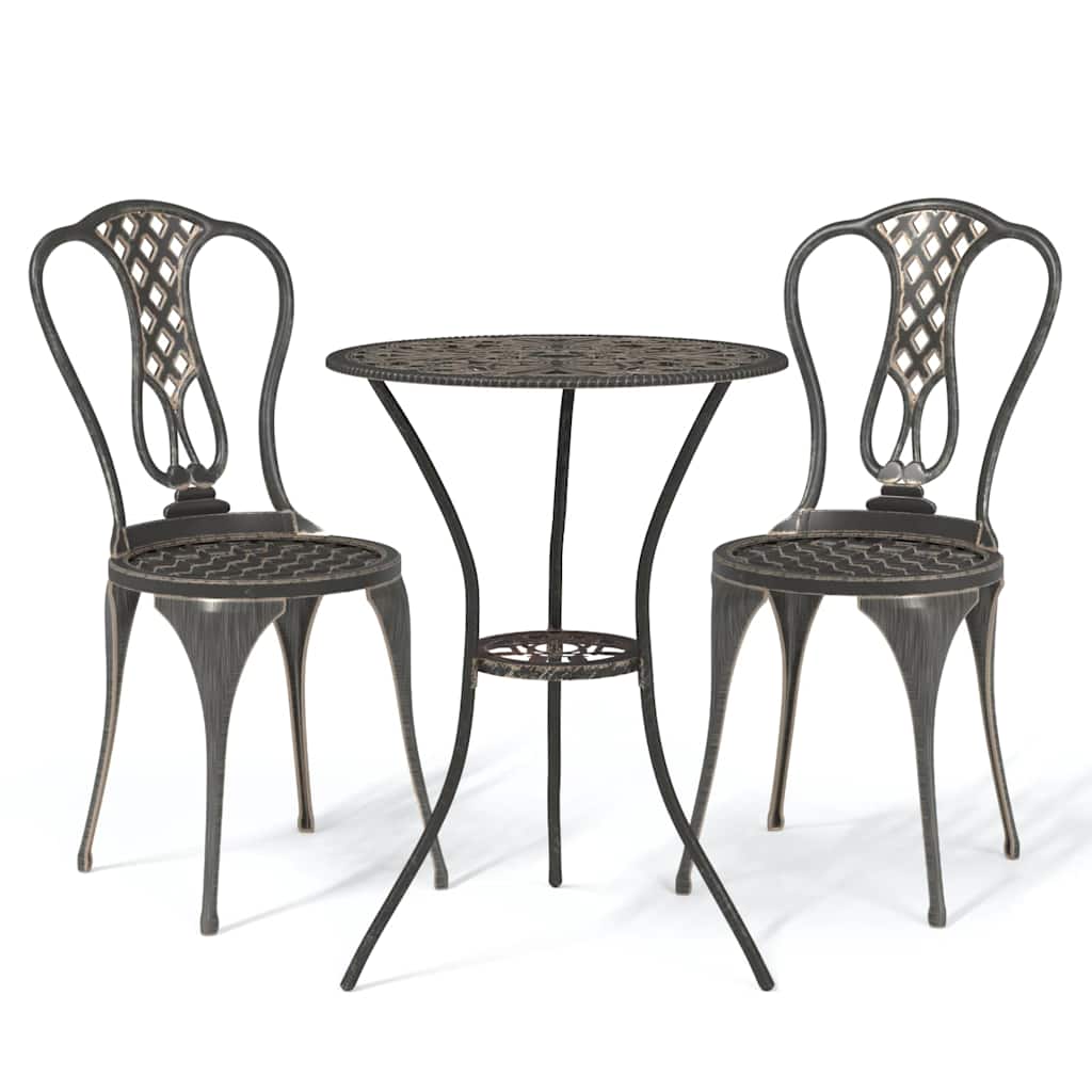 Vidaxl 3-delige bistroset gietaluminium bronskleurig